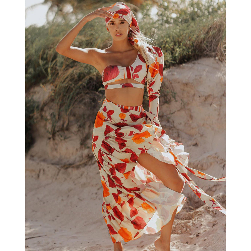 Dame Bikini-top med asymmetrisk snit og blomsterdesign Stilla