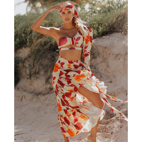 Dame Bikini-top med asymmetrisk snit og blomsterdesign Stilla