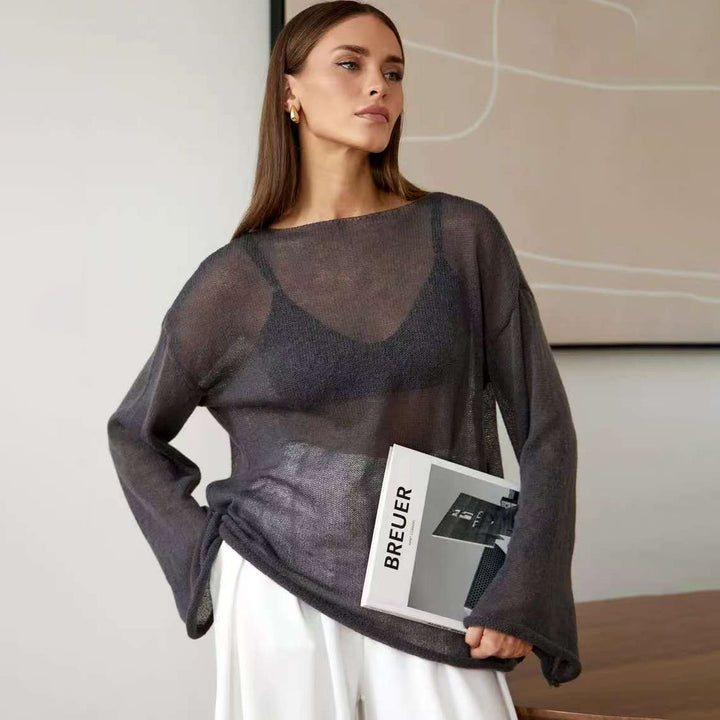 Damer luftig off-shoulder sweater med bred pasform lavet af fin strik kvalitet Stilla
