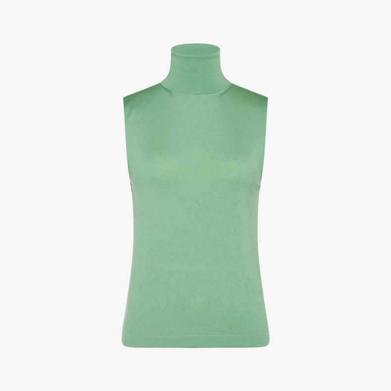 Dame ærmeløs Turtleneck-top i højkvalitets, strækbart materiale med tætsiddende pasform Stilla