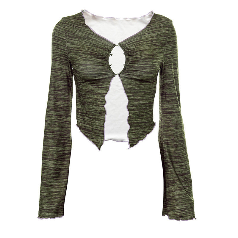 Dame kreativ langærmet top med asymmetrisk cut-out-design Stilla