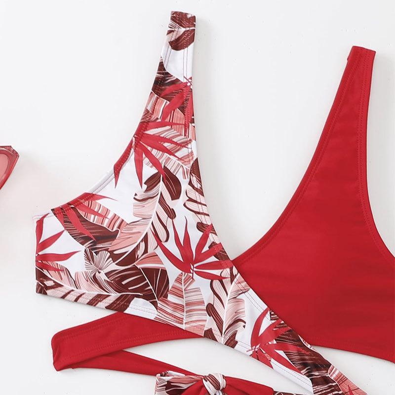 Dame To-delt Bikini-sæt med asymmetrisk top og justerbare bindebånd Stilla