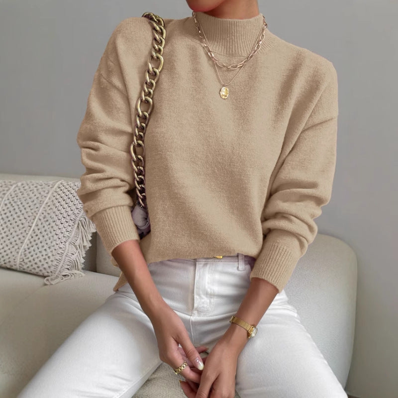 Kvinders sweater med høj krave og blødt materiale Stilla