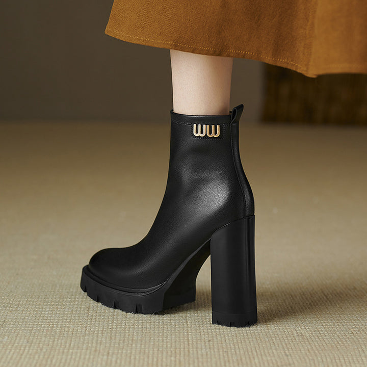 Dame Chunky Heel Støvler med struktureret Design Stilla