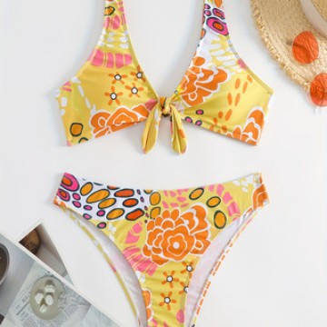 Dame Crop-Bikini med blomster-knot-design Skovae