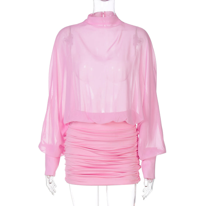 Dame Transparent Bluse med Draperinger Skovae