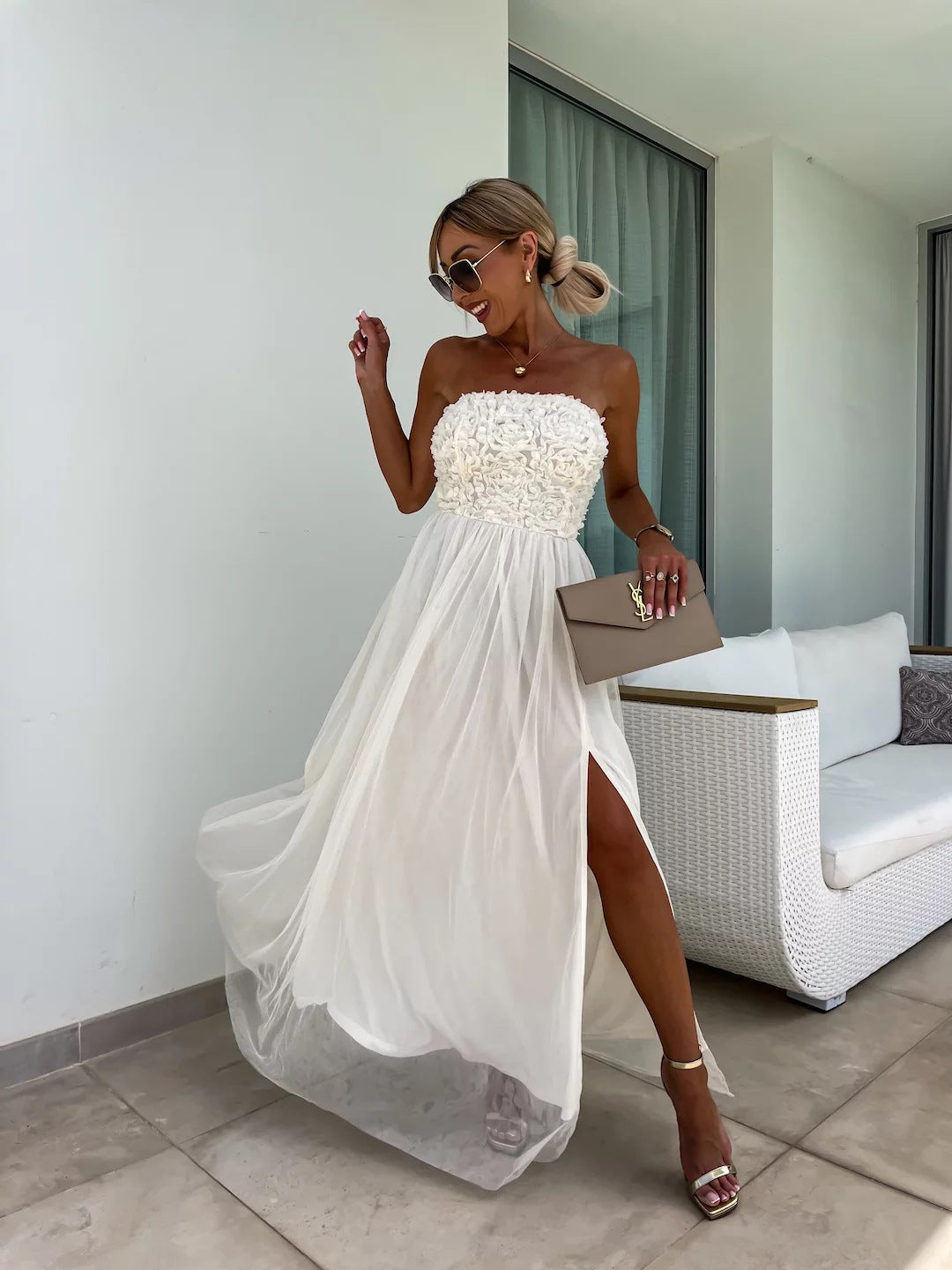 Stilla | Elegant Blomster Bustier Maxikjole