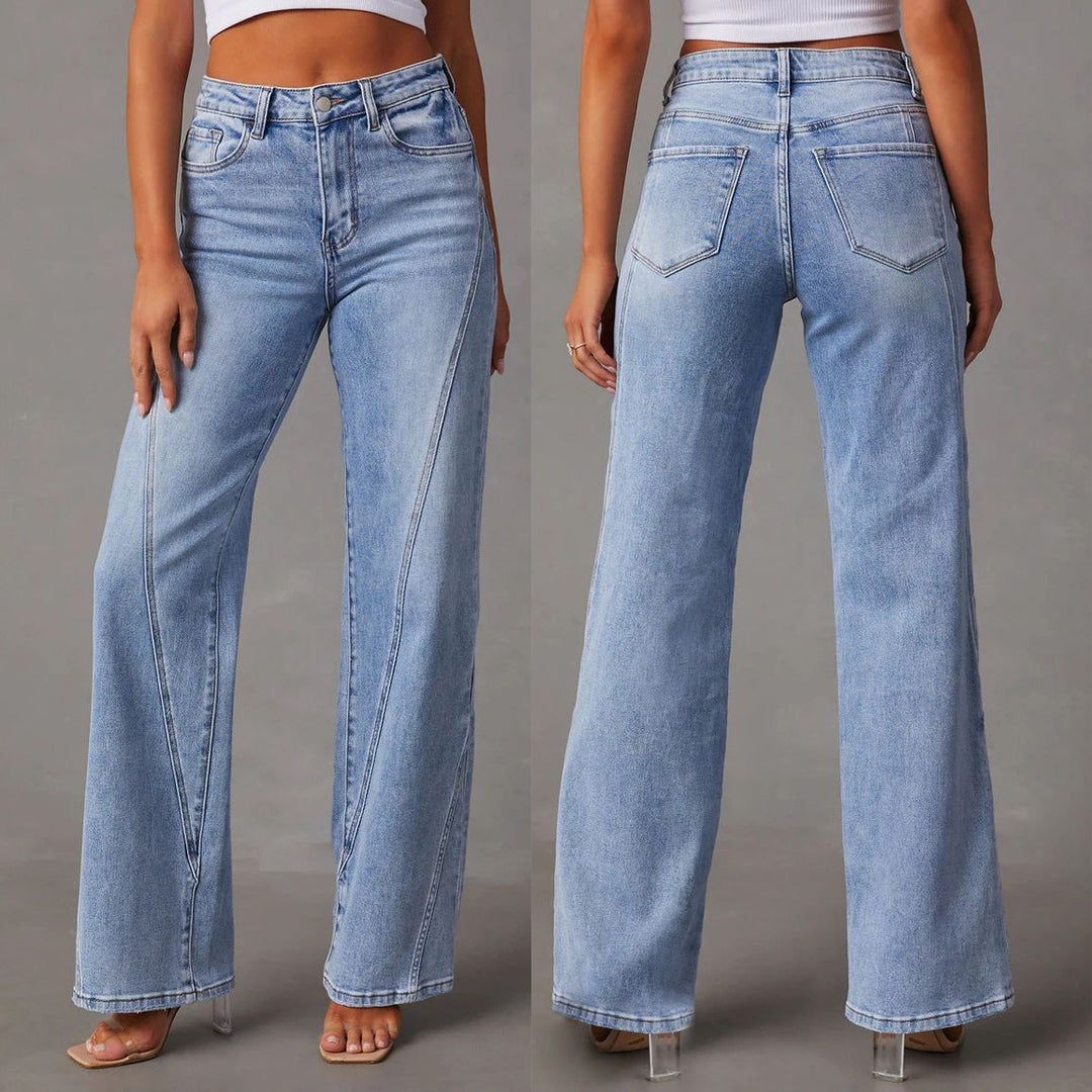 Dame Løst skårne Denim-jeans med høj talje og moderne sømme Stilla
