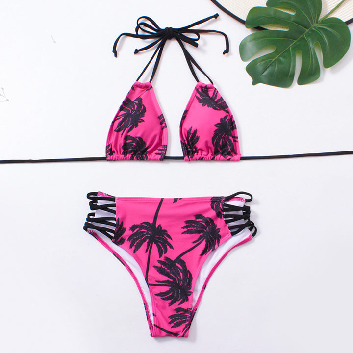 Dame Triangel-Bikini med raffineret snit og legende palmeprint Stilla