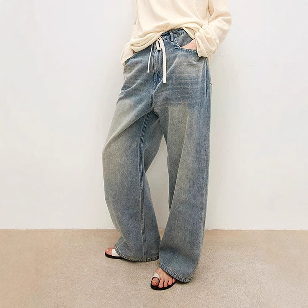 Dame vidde Bootcut-jeans med elastisk bånd og fine detaljer Stilla