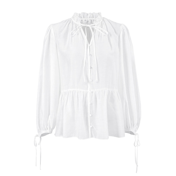 Dame ruches blouse med lange ærmer og elastisk kant Stilla