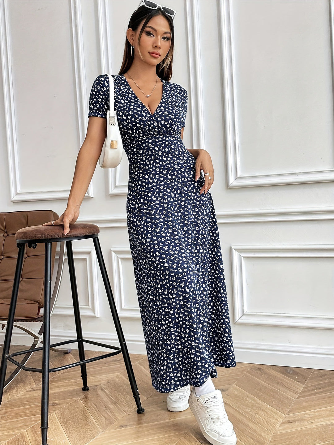 Dame Maxikjole med blomstret print Stilla