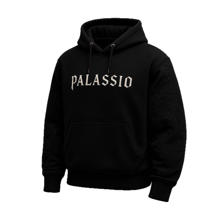 Unisex nan Premium-Hoodie med tonalt reliefbroderi på ærmerne, dobbelt hætte og kængurulomme Skovae