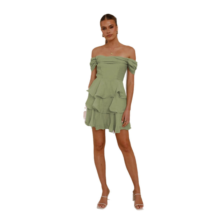 Kvindernes romantiske ruffle kjole med off-the-shoulder design Stilla