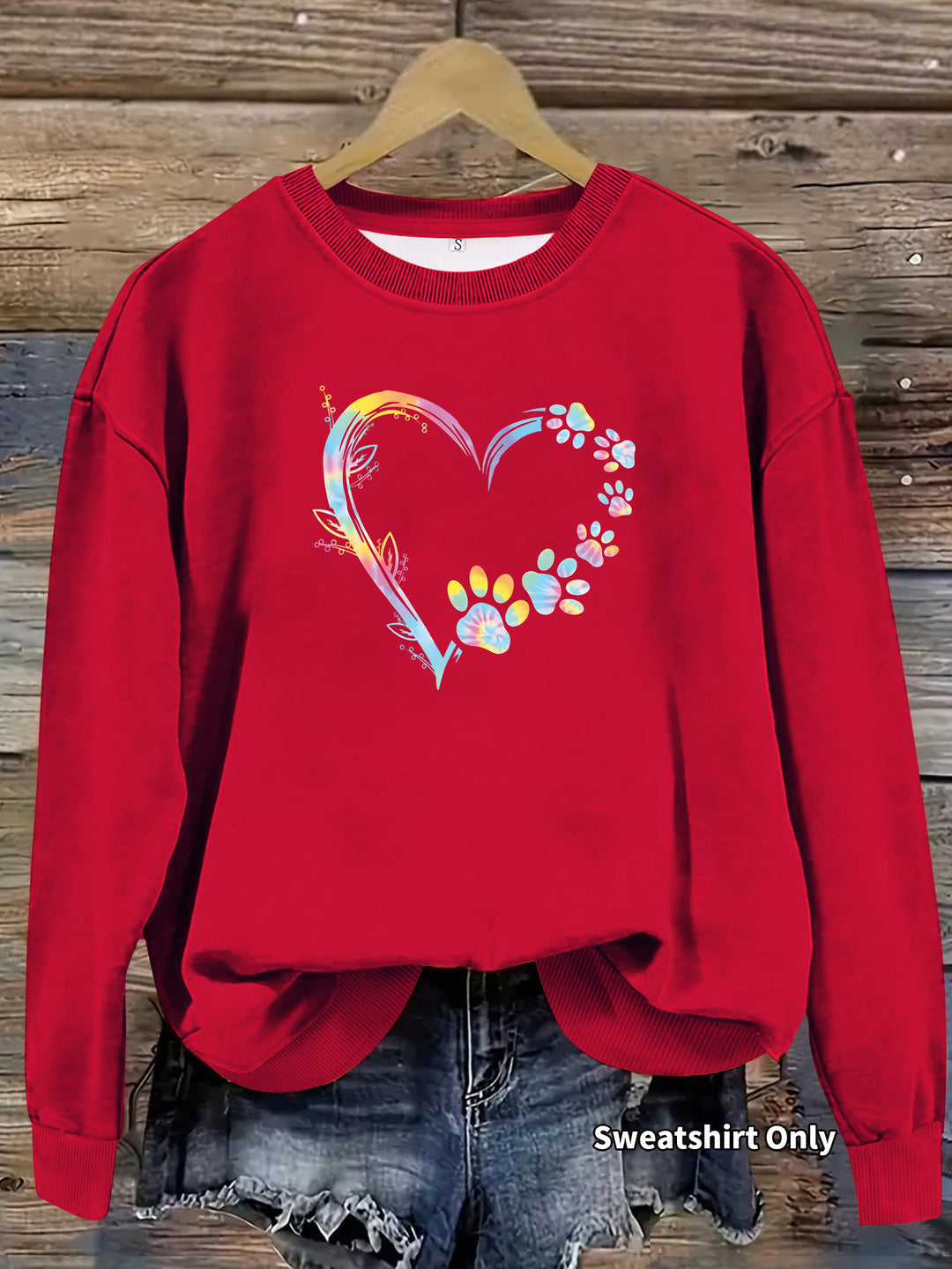 Kvinders sweatshirts med blomsterhjerte design og behagelig pasform Stilla