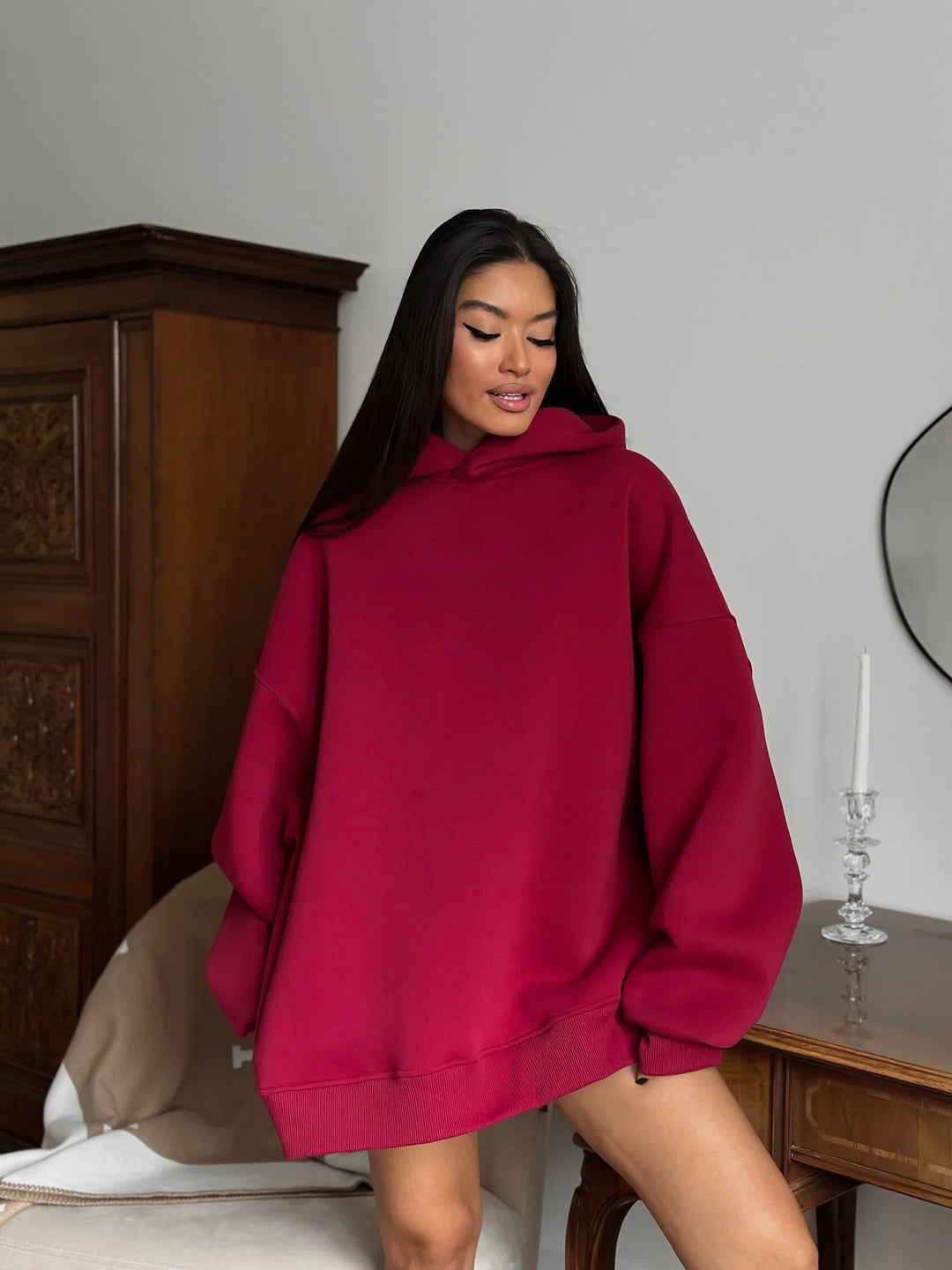 Kvinder Oversized Hoodie med Casual Lommer og Trendy Design Skovae