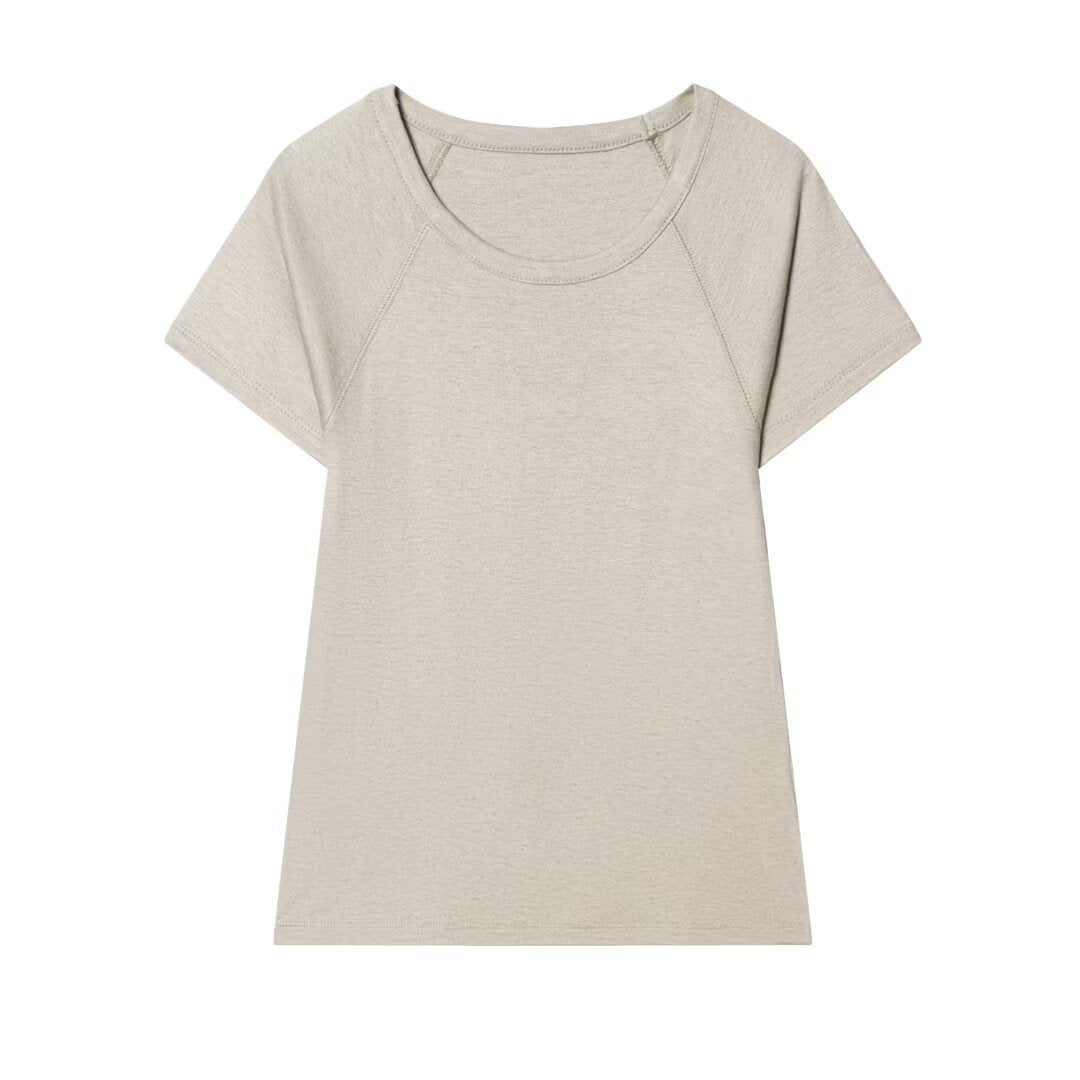 Dame Casual T-shirt med rund halsudskæring og behagelige raglanærmer Skovae