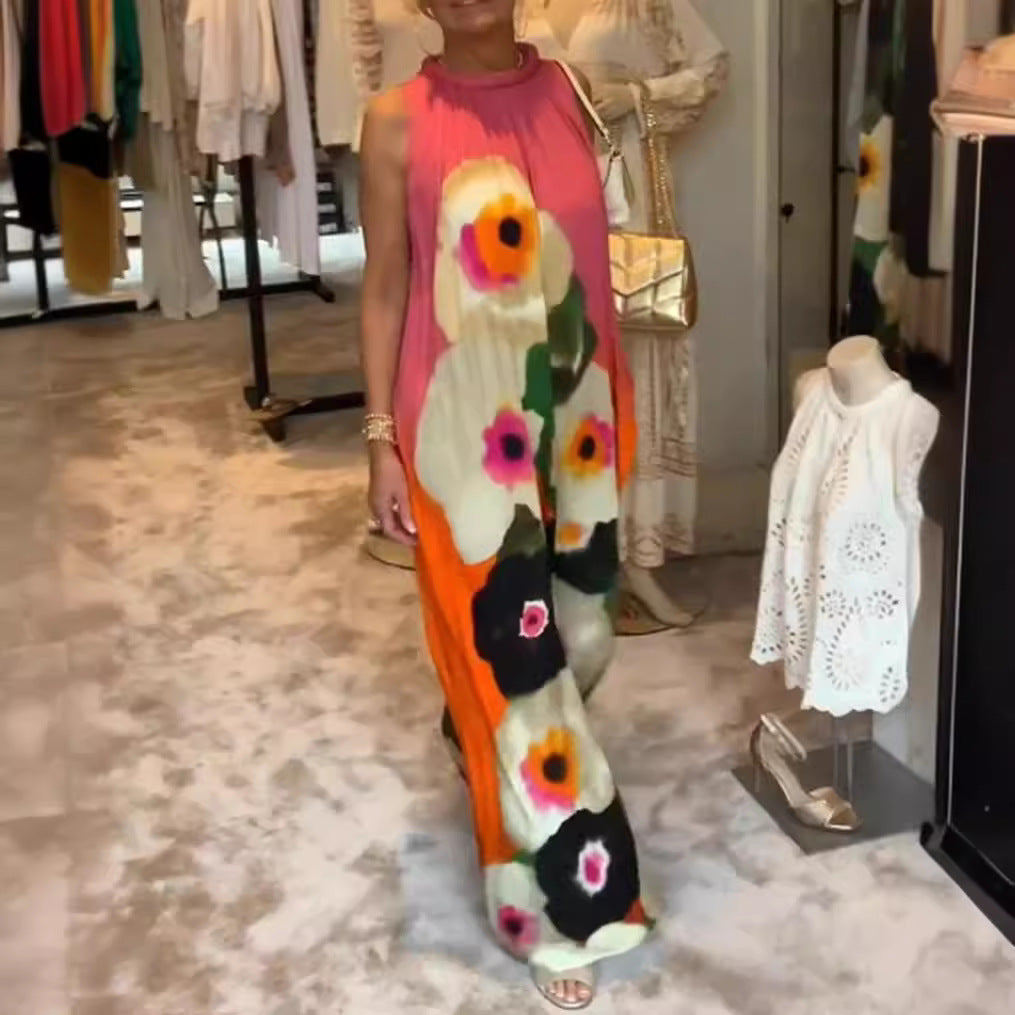 Dame Lange Maxikjole med glad blomsterdesign og flydende snit Stilla