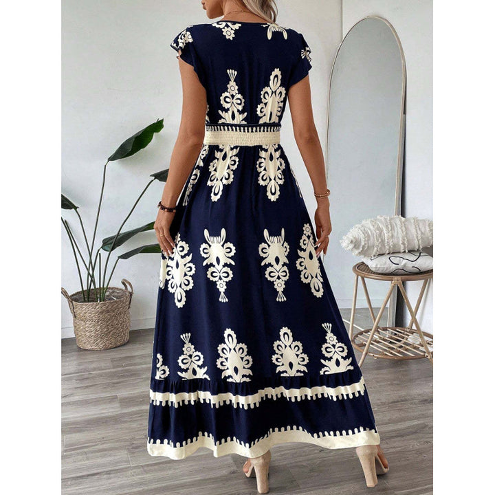 Damer Bohemian Floral Maxi Kjole med smocket talje Stilla