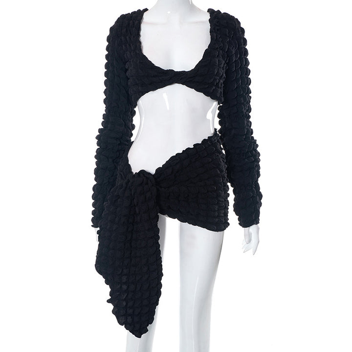 Femme Cut-Out Tekstureret Wrap Top Stilla