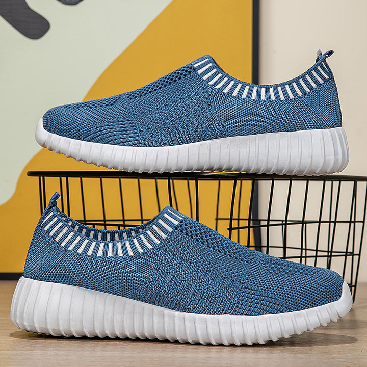 Damer nan elastisk slip-on komfort sneakers med tredimensionel strikstruktur og profileret let sål Skovae