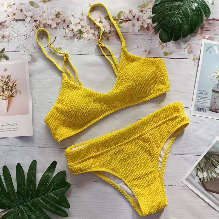 Dame Bikini-sæt med struktureret top og høj trusse Stilla