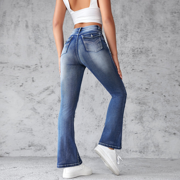 Dame Flared Jeans med høj talje og moderigtig vask Stilla