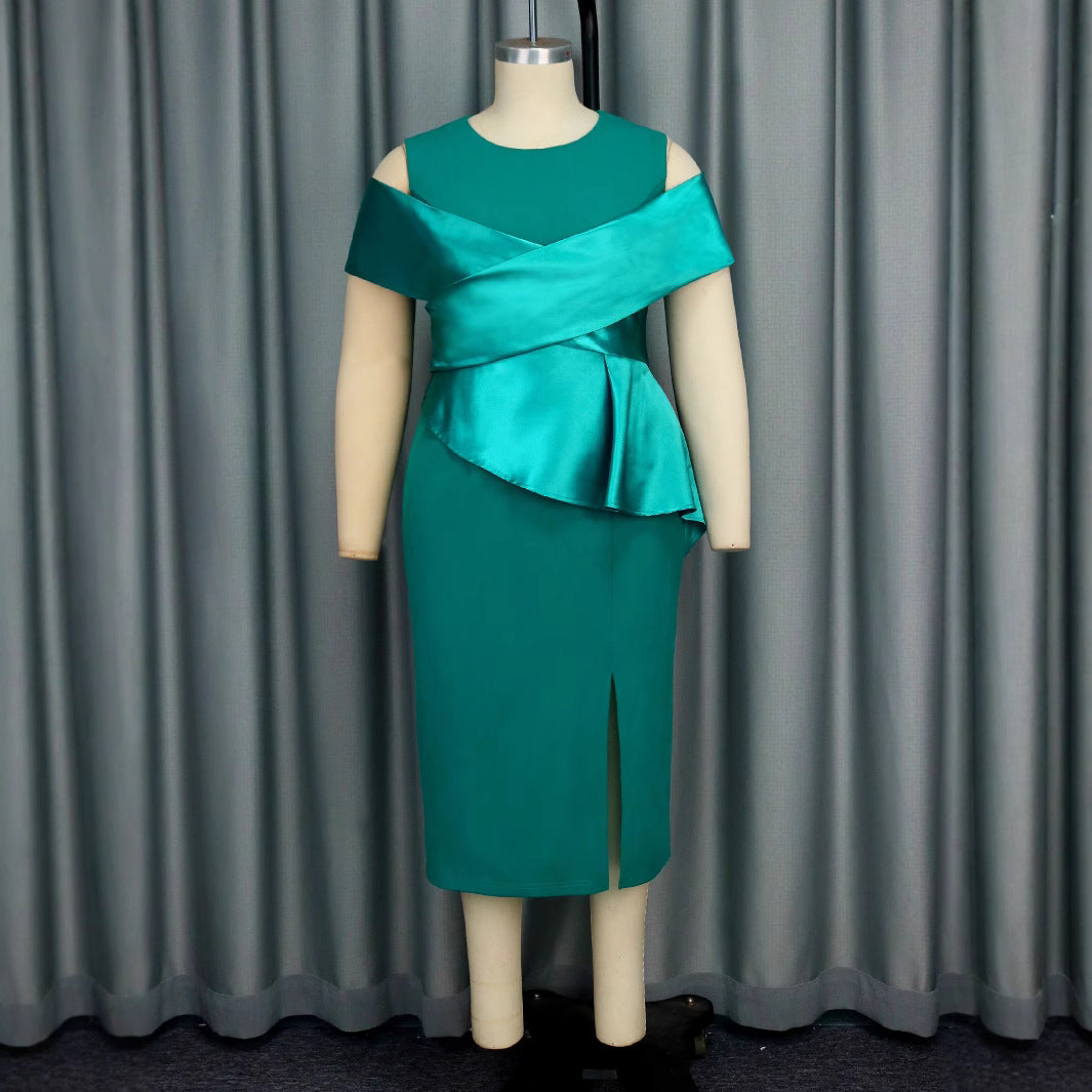 Dame Cocktailkjole med asymmetrisk overdel og draperingsdetalje Skovae