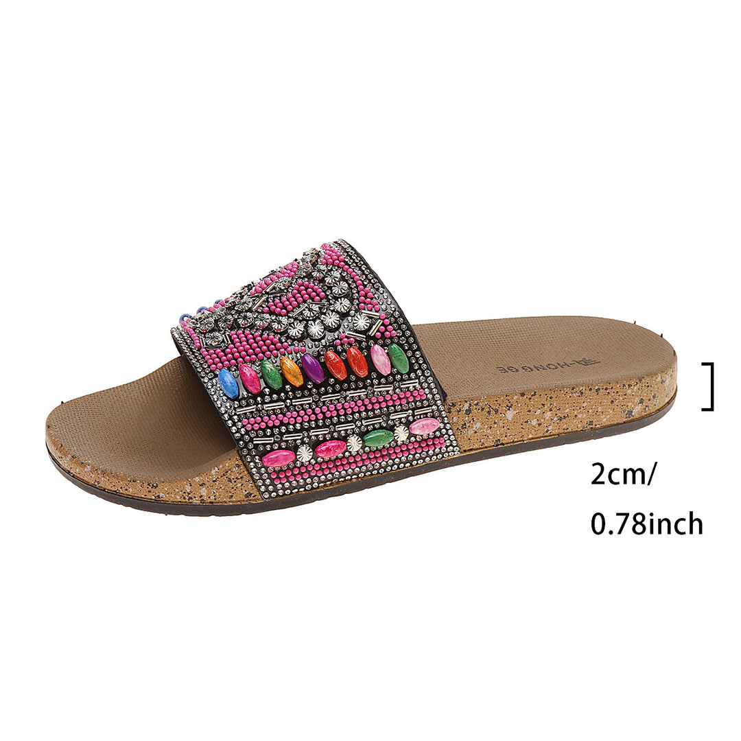 Dame pantofler med kunstnerisk perle- og rhinestonesdesign Stilla