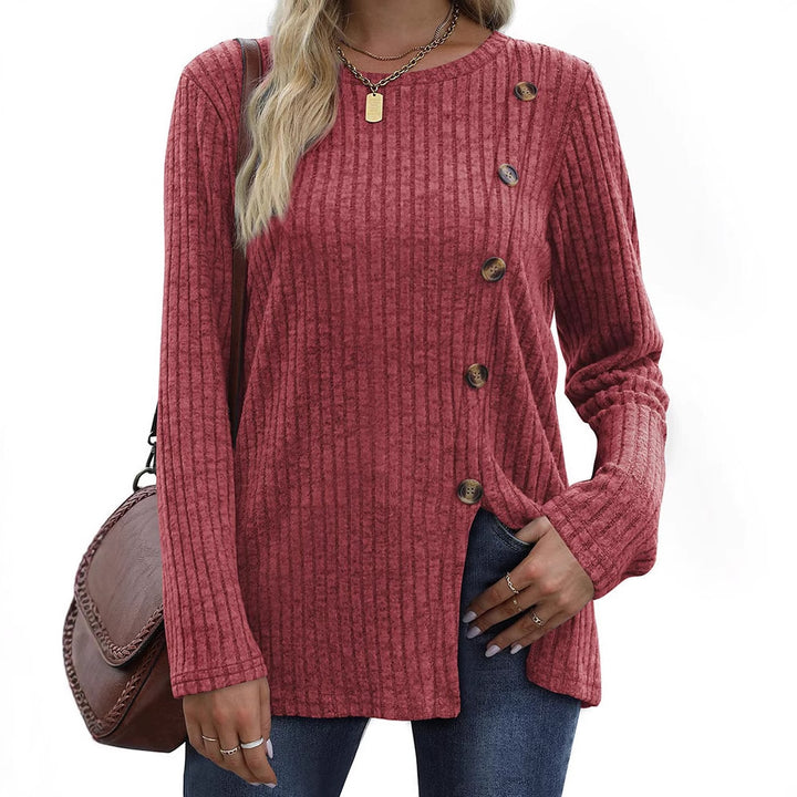 Dame Casual Langærmet T-shirt med knapdetaljer Stilla