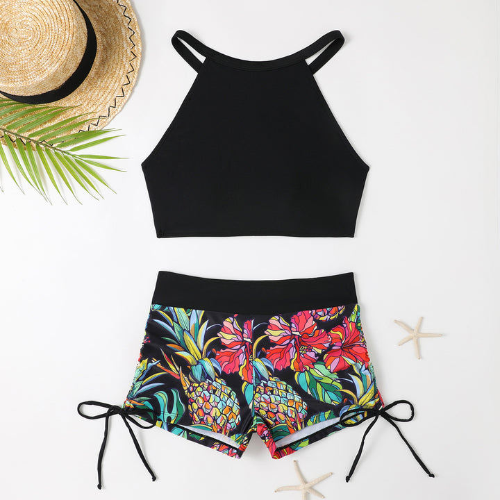 Dame Sporty bikini-sæt med farverigt blomstermønster og afslappet top Stilla