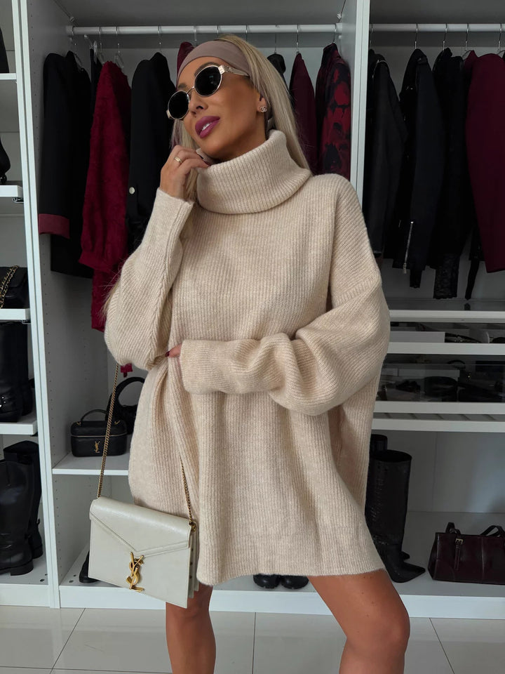 Kvinders Oversized Sweater med Høj Krave Skovae