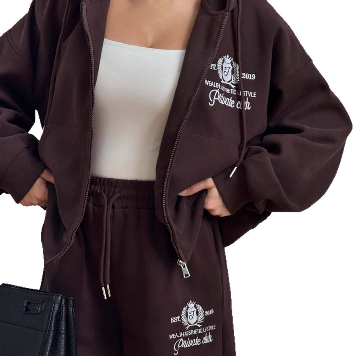 Dame afslappet sportssæt med cropped hættetrøje og brede sweatpants Stilla
