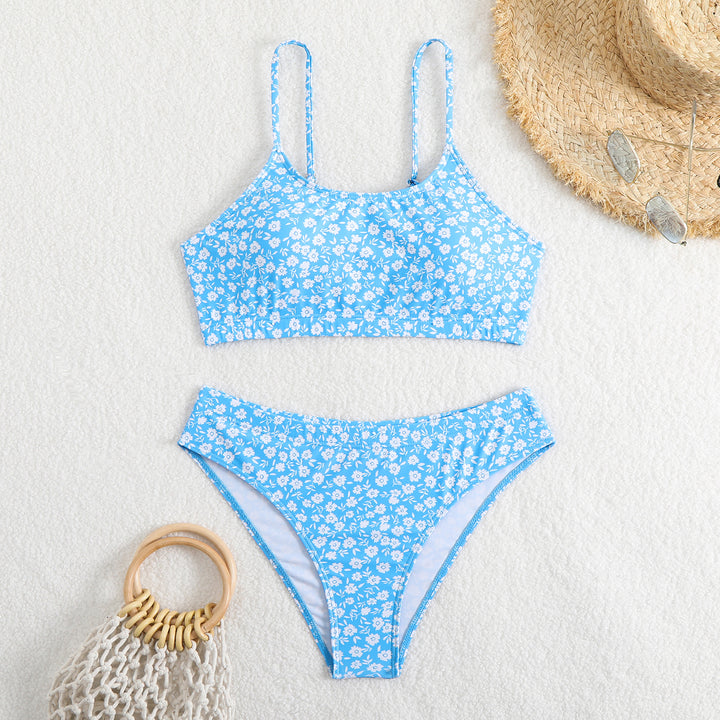 Dame bikini-sæt med blomsterprint og høj talje Skovae
