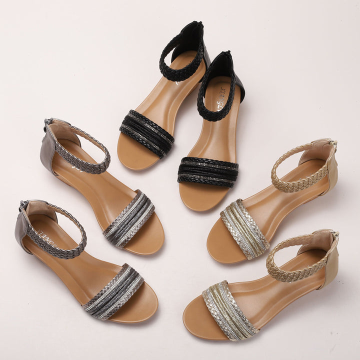 Dame wedge-sandaler med flettede remme og komfortabelt fodseng Stilla