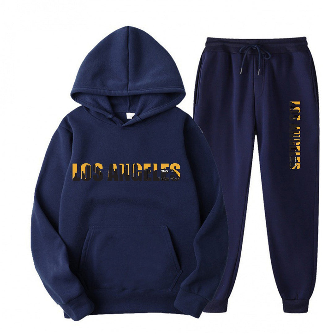 Kvinders fritids hoodie og joggingbukser sæt med casual Los Angeles skrifttype Skovae