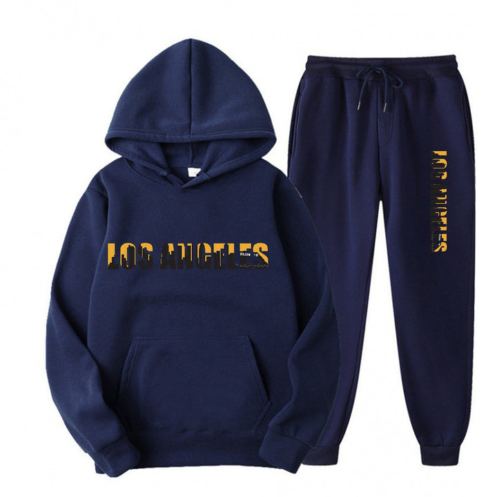 Kvinders fritids hoodie og joggingbukser sæt med casual Los Angeles skrifttype Skovae