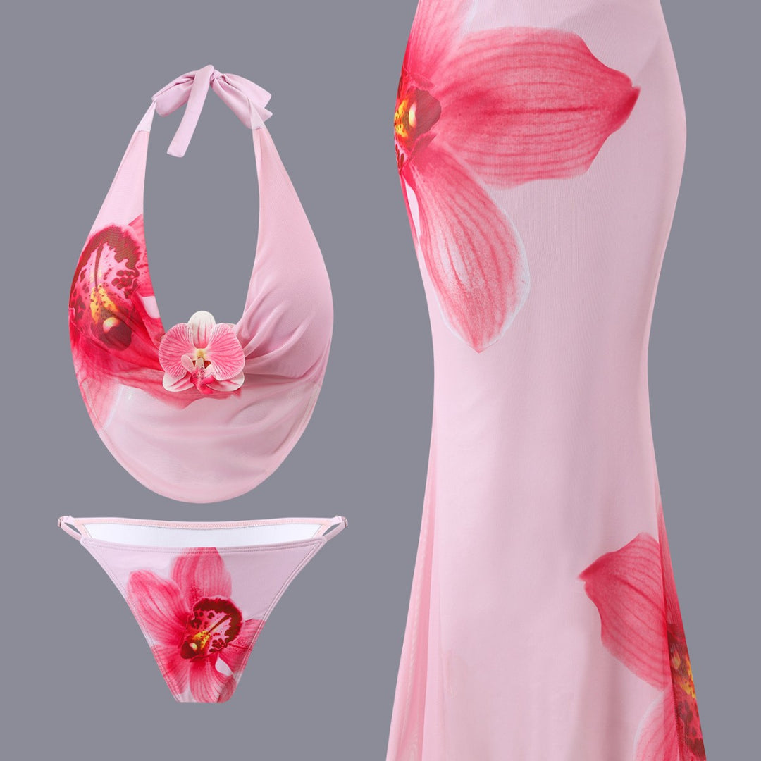 Dame Bikini-sæt med blomstret design og elegant indpakningstop Skovae