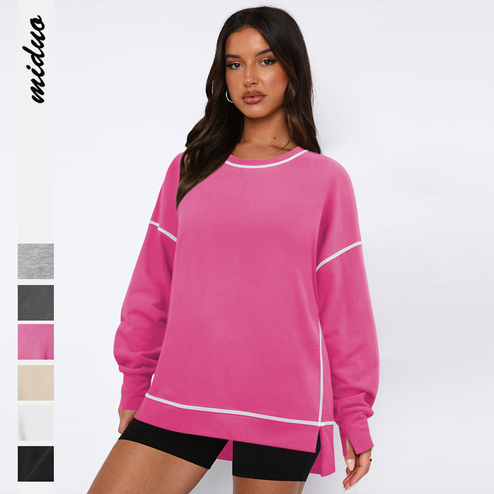 Dame afslappet sweatshirt med fashionabel pasform og overdimensionerede ærmer Stilla