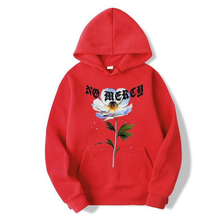 Kvinders hoodie med blomsterprint og fremtrædende tryk Skovae