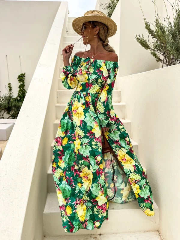 Dame Off-Shoulder Blomster Maxikjole Stilla