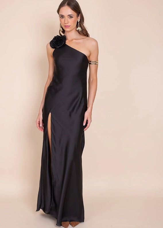 Femme One-Shoulder Satin Aftenkjole Stilla