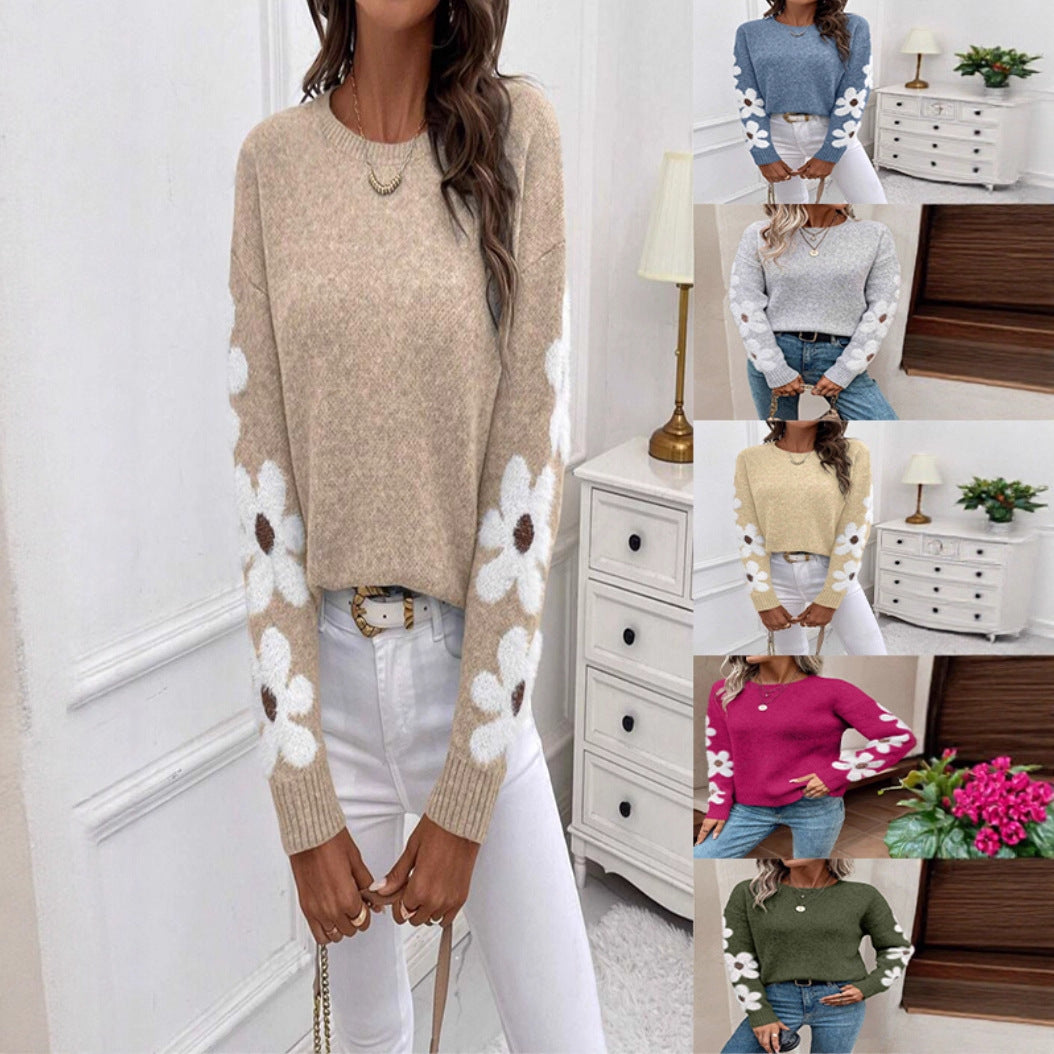 Kvinders sweater med blomsterdesign og tekstureret jersey Stilla