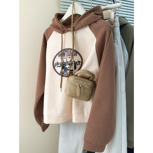 Femme Casual Grafik Hoodie med kraftige kontrastærmer Stilla