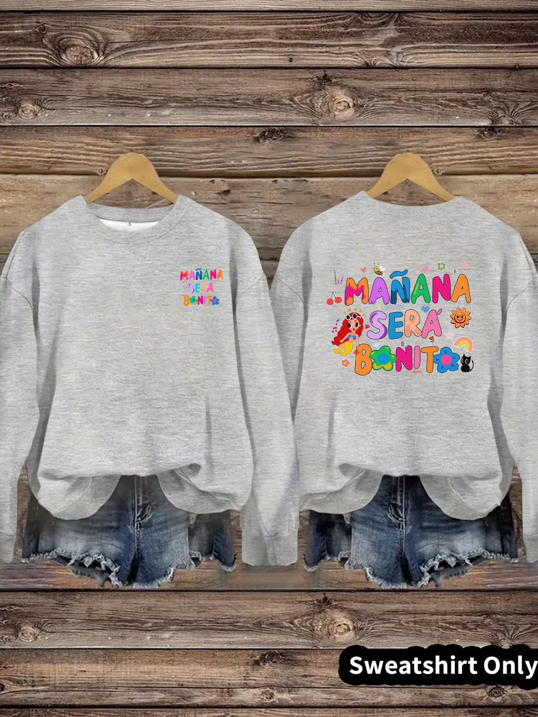Kvinders sweatshirt med legende farverig print og afslappet pasform Stilla
