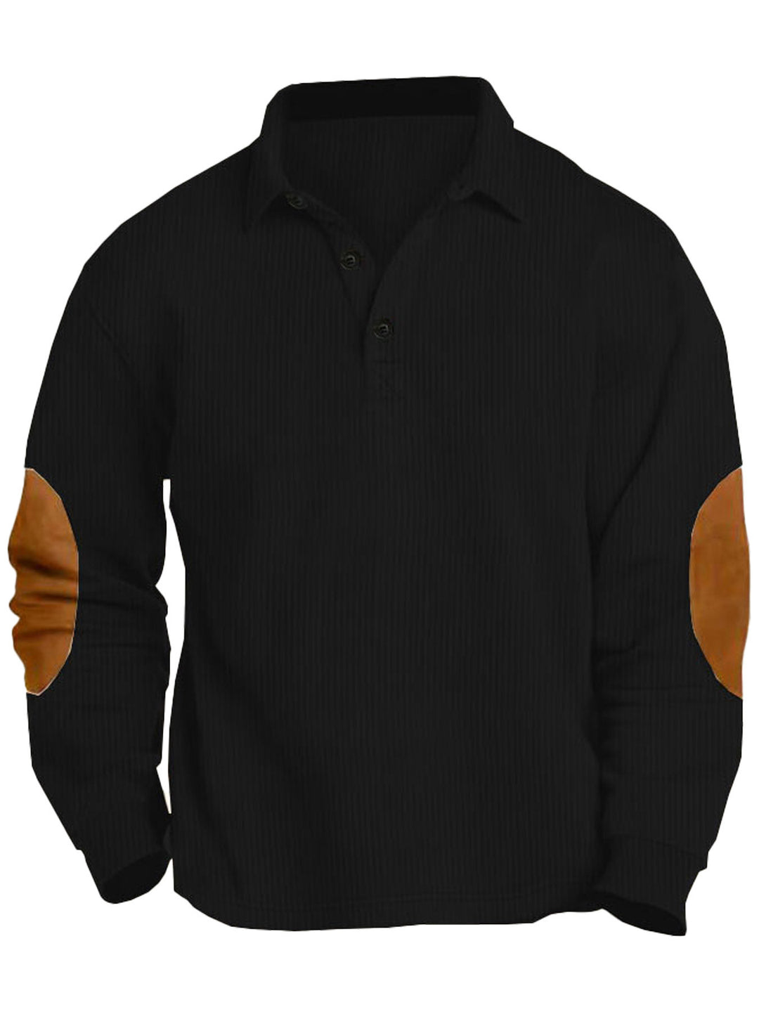 Herrer nan legeres Langærmet poloshirt med skjortekrave, kort knapløsning, fin struktur og velour albuepuder Skovae