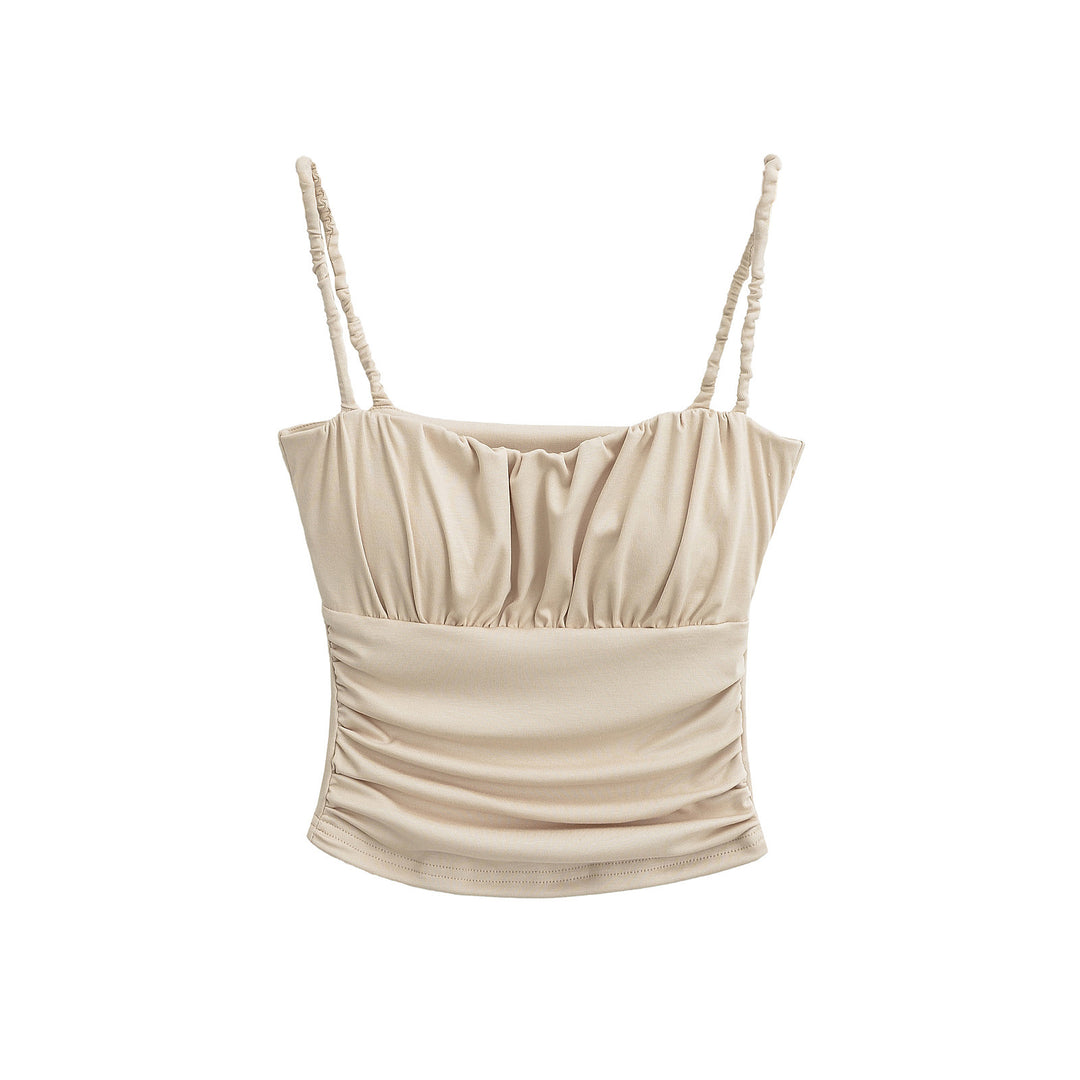Dame Sporty Crop-Top med rynket detalje og justerbare spaghetti stropper Stilla