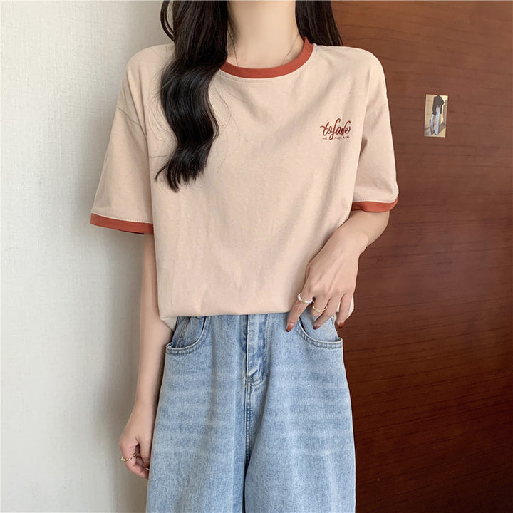 Dame Løs Oversize Grafik T-Shirt med Kontrastdetaljer Stilla