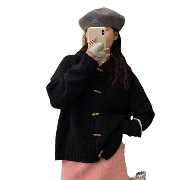 Kvindernes komfortable cardigan med hætte og detaljer med træknapper Stilla