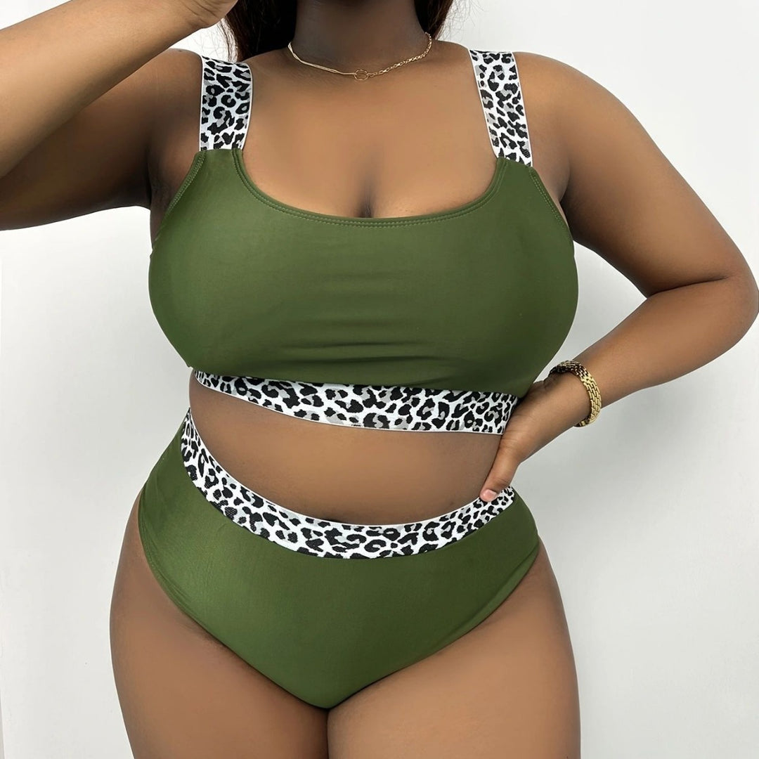 Dame Højskåret Bikini-Sæt med trendy Dyreprint Skovae